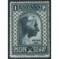 SPAIN - 1931 1Pta blue-black Montserrat, perf. 14:14, MH – Michel # 608B