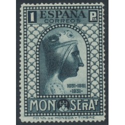 SPAIN - 1931 1Pta blue-black Montserrat, perf. 14:14, MH – Michel # 608B