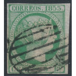 SPAIN - 1853 5R blue-green Queen Isabella II, used – Michel # 20
