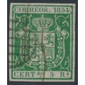 SPAIN - 1854 5R green Coat of Arms, used – Michel # 29w