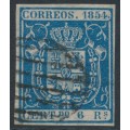 SPAIN - 1854 6R blue Coat of Arms, used – Michel # 30w