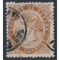 SPAIN - 1867 2Cs brown Queen Isabella II, used – Michel # 80