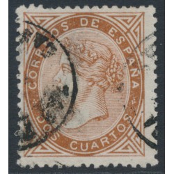SPAIN - 1867 2Cs brown Queen Isabella II, used – Michel # 80