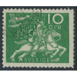 SWEDEN - 1924 10öre green UPU Anniversary, lines watermark, used – Facit # 212cx