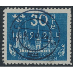 SWEDEN - 1924 30öre dark blue World Postal Congress, used – Facit # 201a