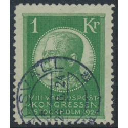SWEDEN - 1924 1Kr green World Postal Congress, used – Facit # 208