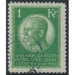 SWEDEN - 1924 1Kr green World Postal Congress, used – Facit # 208
