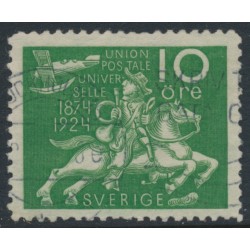 SWEDEN - 1924 10öre green UPU Anniversary, lines watermark, used – Facit # 212cx