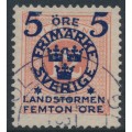 SWEDEN - 1916 5+FEMTON öre on 12öre red Postage Due Landstorm II overprint, used – Facit # 119a