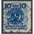 SWEDEN - 1916 10+TJUGO öre on 20öre blue Postage Due Landstorm II overprint, used – Facit # 120a