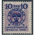 SWEDEN - 1916 10+FYRTIO öre on 24öre red-lilac Postage Due Landstorm II overprint, used – Facit # 121b