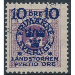 SWEDEN - 1916 10+FYRTIO öre on 24öre red-lilac Postage Due Landstorm II overprint, used – Facit # 121b