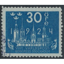 SWEDEN - 1924 30öre dark blue World Postal Congress, used – Facit # 201a