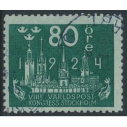 SWEDEN - 1924 80öre blue-green World Postal Congress, used – Facit # 207