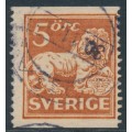 SWEDEN - 1922 5öre brownish orange-red Lion, perf. 13 two sides, no watermark, used – Facit # 142Ea