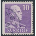 SWEDEN - 1939 10öre violet Gustav V, small numerals, perf. 3-sides (imperf. at left), used – Facit # 269B