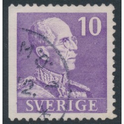 SWEDEN - 1939 10öre violet Gustav V, small numerals, perf. 3-sides (imperf. at left), used – Facit # 269B