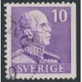SWEDEN - 1939 10öre violet King Gustav V, small numerals, perf. 3-sides (imperf. at right), used – Facit # 269B
