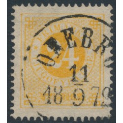 SWEDEN - 1872 24öre orange-yellow Ring Type, perf. 14, used – Facit # 24e