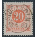 SWEDEN - 1886 20öre dull orange-red Ring Type, perf. 13 with posthorn, used – Facit # 46a