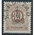 SWEDEN - 1886 30öre reddish brown Ring Type, perf. 13 with posthorn, used – Facit # 47b