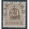 SWEDEN - 1886 30öre reddish brown Ring Type, perf. 13 with posthorn, used – Facit # 47b