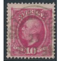 SWEDEN - 1891 10öre rose-carmine Oscar II, portions of two crown watermarks, used – Facit # 54dvm²