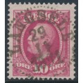 SWEDEN - 1891 10öre carmine Oscar II, portions of two crown watermarks, used – Facit # 54avm²