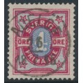 SWEDEN - 1892 4öre deep carmine/ultramarine-blue Bicoloured Numeral, used – Facit # 64a