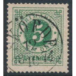 SWEDEN - 1872 5öre green Ring Type, perf. 14, used – Facit # 19f