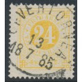 SWEDEN - 1878 24öre orange-yellow Ring Type, perf. 13, used – Facit # 34k