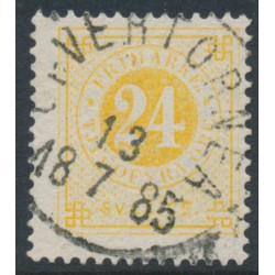 SWEDEN - 1878 24öre orange-yellow Ring Type, perf. 13, used – Facit # 34k