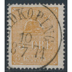 SWEDEN - 1863 3öre yellowish light brown Lying Lion, used – Facit # 14Be