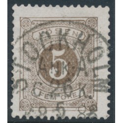 SWEDEN - 1877 5öre olivish brown Postage Due (Lösen), perf. 13, used – Facit # L13d
