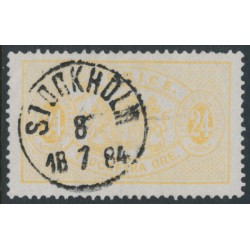 SWEDEN - 1881 24öre yellow Official (Tjänstemärke), perf. 13, used – Facit # TJ20d