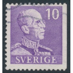 SWEDEN - 1939 10öre violet Gustav V, small numerals, perf. 3-sides (imperf. at right), used – Facit # 269B