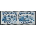 SWEDEN - 1941 5Kr blue Royal Palace perf. 4-sides + 3-sides pair, used – Facit # 332CB