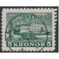 SWEDEN - 1939 5Kr dark green Stockholm Castle on white paper, used – Facit # 233b