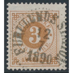 SWEDEN - 1887 3öre yellowish brown Ring Type, perf. 13 with posthorn, used – Facit # 41a