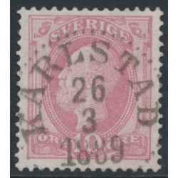 SWEDEN - 1886 10öre dull violet-carmine Oscar II with posthorn, used – Facit # 45a