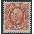 SWEDEN - 1896 15öre light red-brown Oscar II, used – Facit # 55b