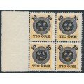 SWEDEN - 1889 10öre dark blue on 24öre orange Ring Type, block of 4, MNH – Facit # 51a