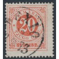SWEDEN - 1872 20öre orangish red Ring Type, perf. 14, used – Facit # 22b