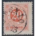 SWEDEN - 1872 20öre orangish red Ring Type, perf. 14, used – Facit # 22b