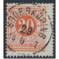 SWEDEN - 1876 20öre orange-red on 20öre pale orange Ring Type, perf. 14, used – Facit # 23a