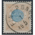 SWEDEN - 1878 1 Krona orange-brown/blue Ring Type, perf. 13, used – Facit # 38a