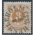 SWEDEN - 1887 3öre orange-brown Ring Type, perf. 13 with posthorn, used – Facit # 41b