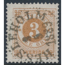 SWEDEN - 1887 3öre orange-brown Ring Type, perf. 13 with posthorn, used – Facit # 41b