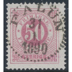 SWEDEN - 1886 50öre dull carmine Ring Type, perf. 13 with posthorn, used – Facit # 48d