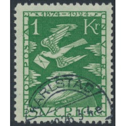 SWEDEN - 1924 1Kr green UPU Anniversary, used – Facit # 223